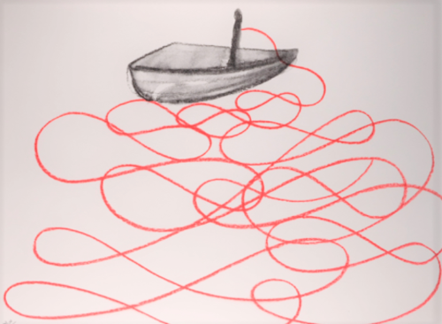 塩田千春　「On the Boat -『魂がふるえる』より」の買取作品画像　リトグラフ　